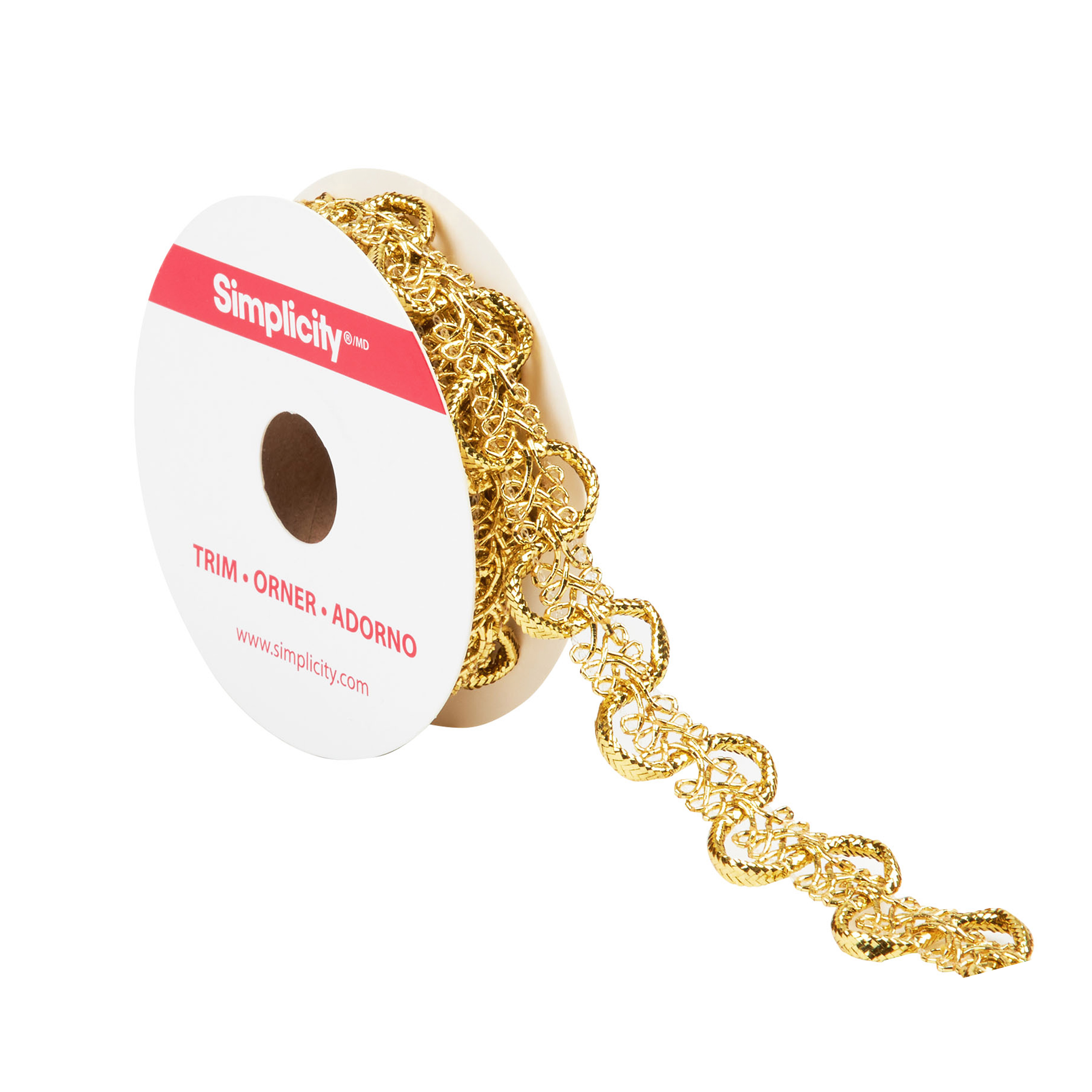 Simplicity Trim, Gold 3/4 inch Metallic Wavy Gimp Trim Great for Apparel, Home Decorating, and Crafts, 2 Yards, 1 Each